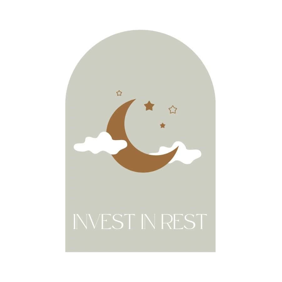 Slaapmuts en sterren met tekst 'Invest in Rest' voor partner worden.
